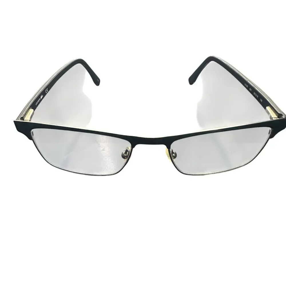 Lacoste L2198 Eyeglasses Black Semi Rim Rectangular 55-18-145 unisex